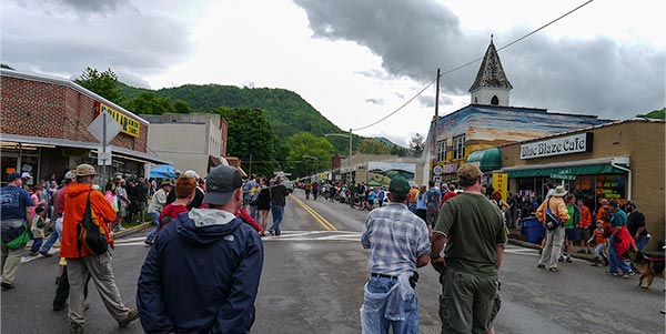 people on a street in damascus,va