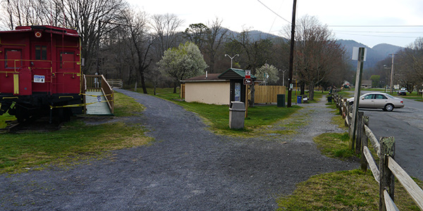 a view of the town park in early spring